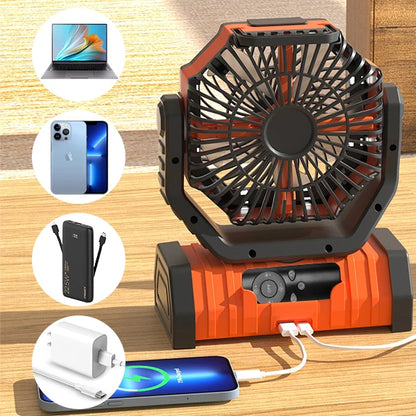 Multi-functional large capacity Camping Fan with LED light-20000mah-Oscillating